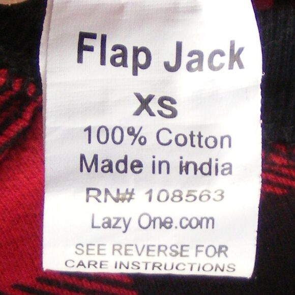 LAZY ONE Union Suit, XS, Bear Cheeks Flap Jack, Buffalo Plaid, Red/Black - Picture 8 of 10